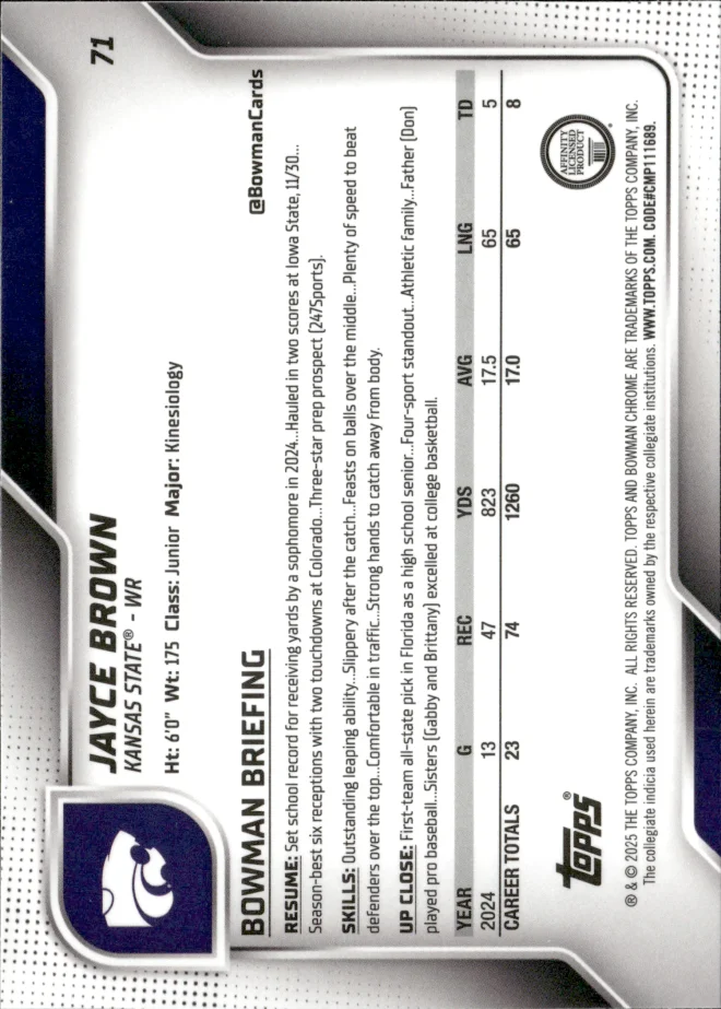 Jayce Brown card back