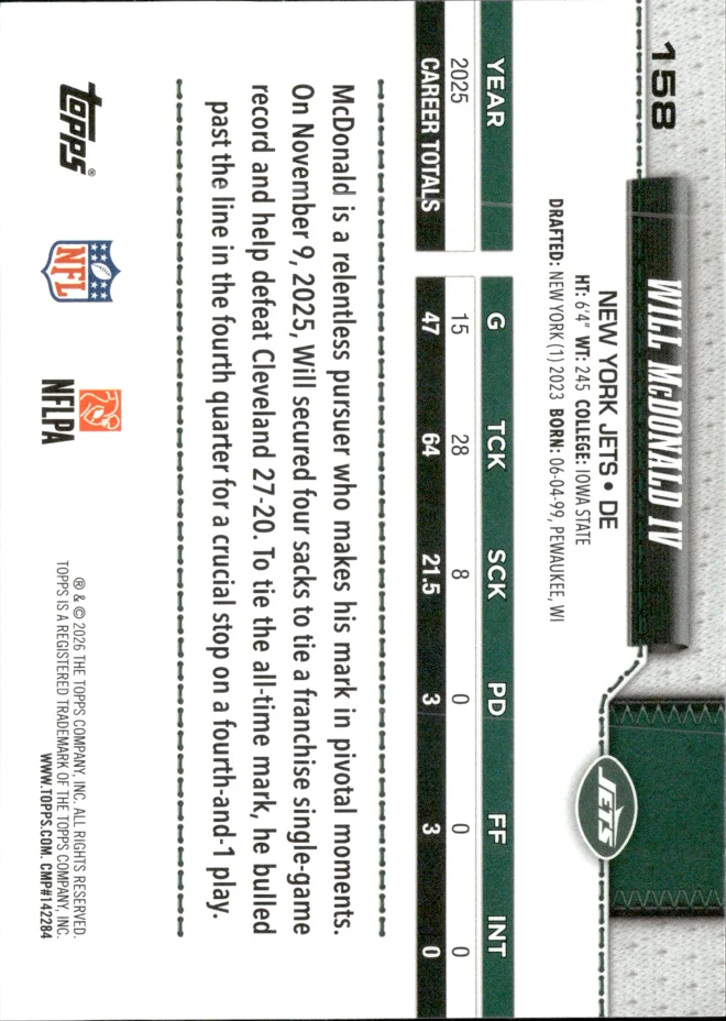 Will McDonald IV card back