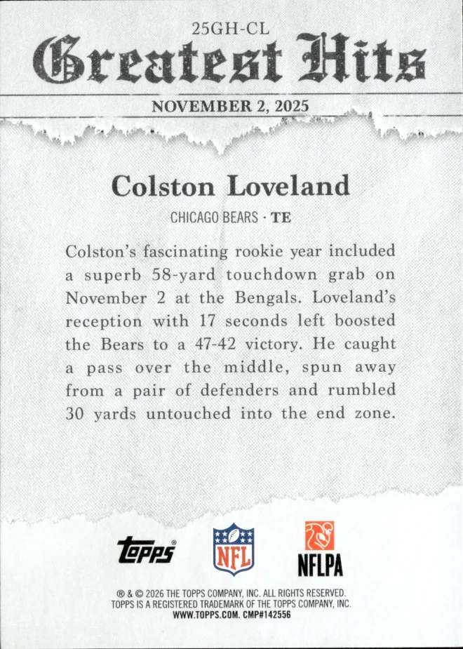 Colston Loveland card back