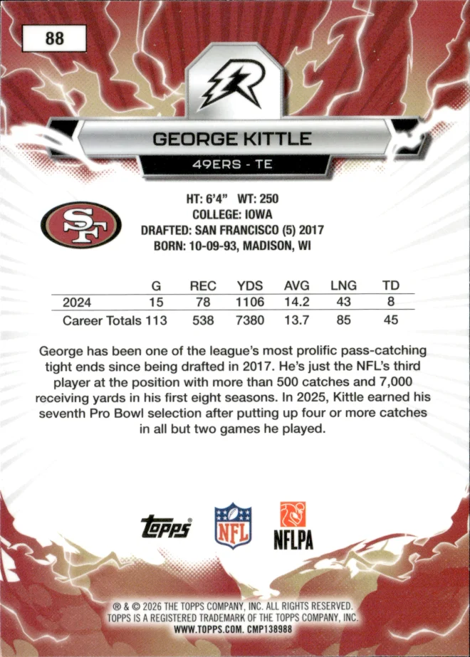 George Kittle card back