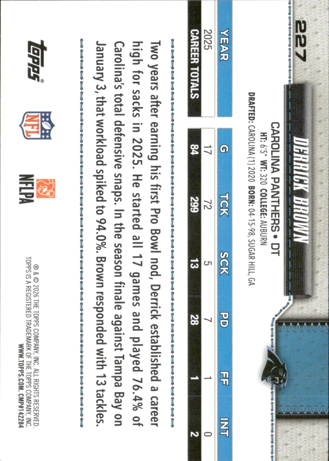 Derrick Brown card back