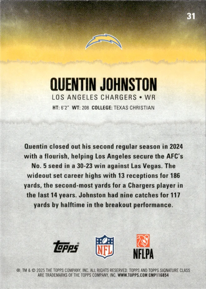 Quentin Johnston card back