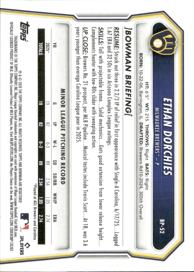 Ethan Dorchies card back