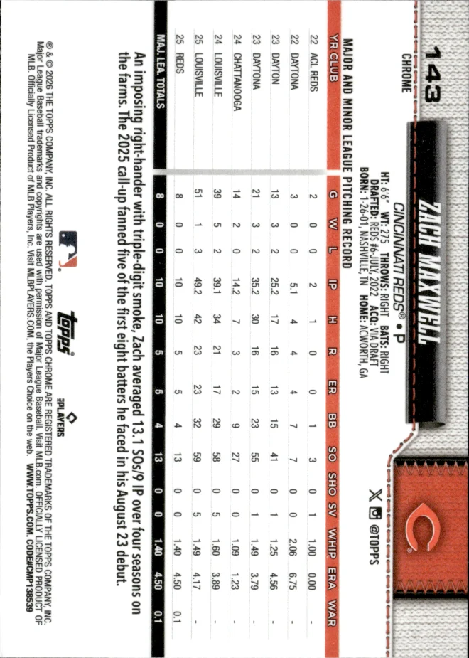 Zach Maxwell card back