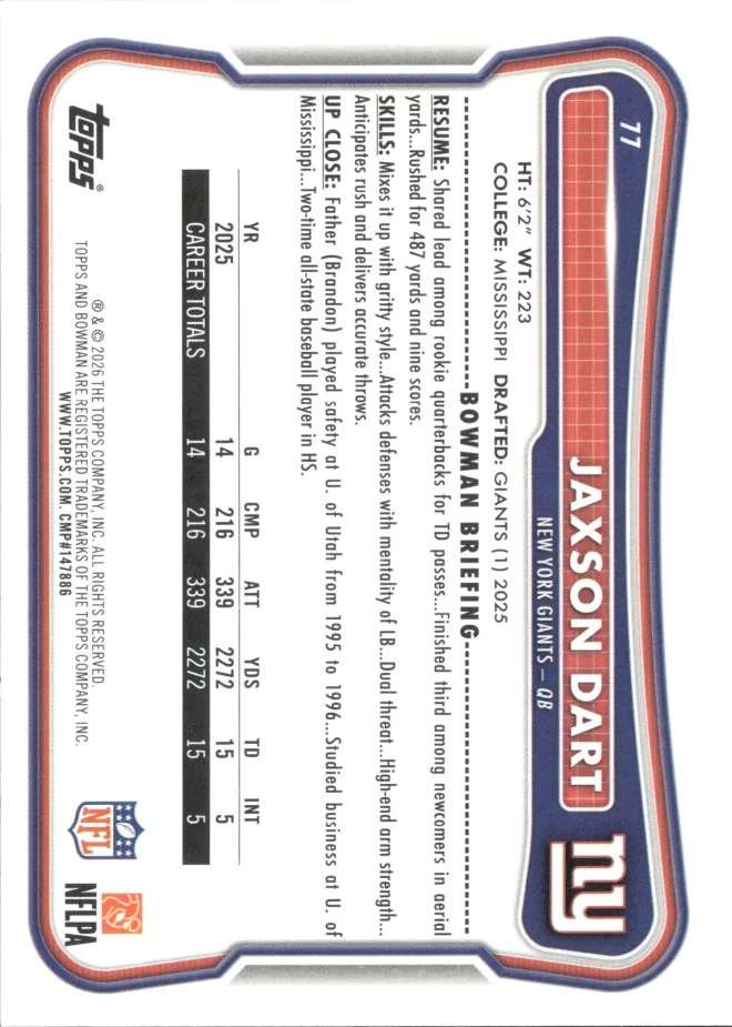 Jaxson Dart card back