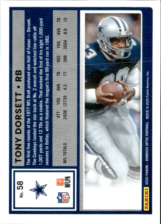 Tony Dorsett card back