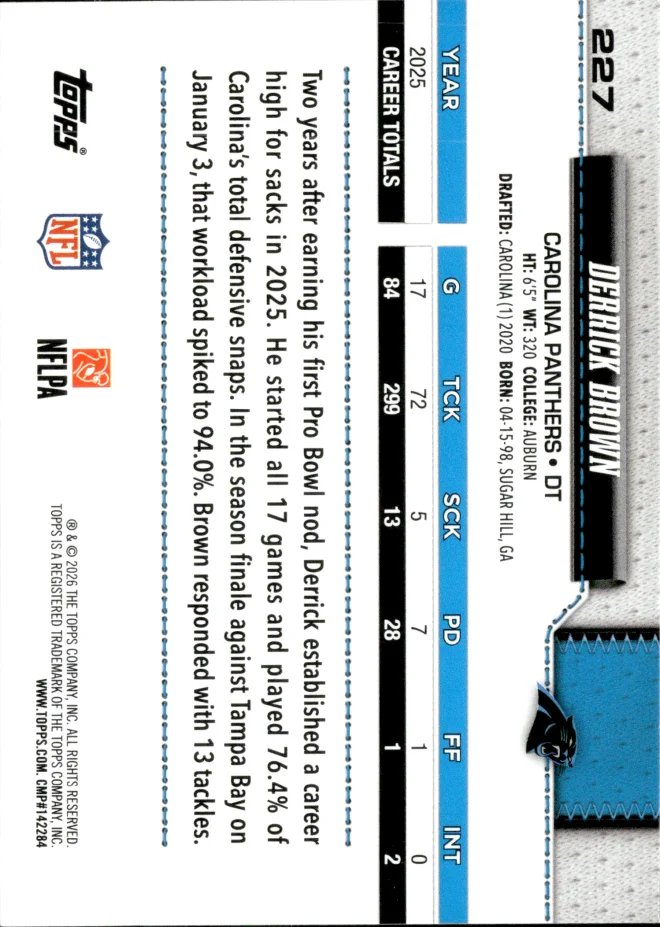 Derrick Brown card back