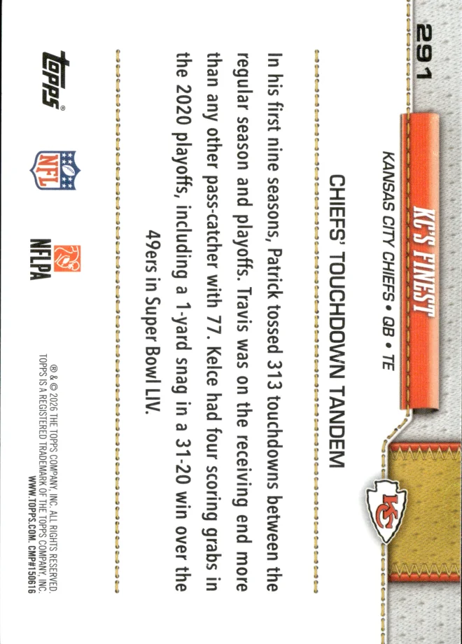 Patrick Mahomes & Travis Kelce card back
