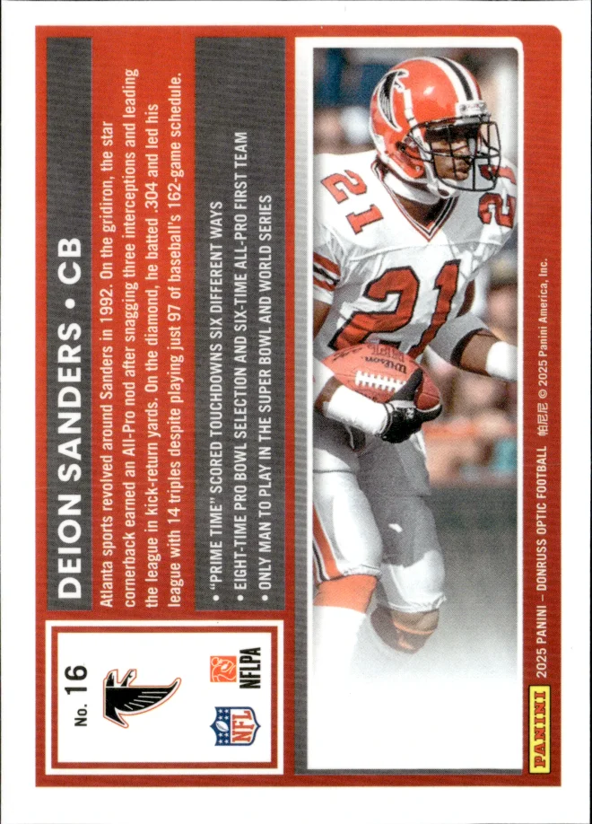 Deion Sanders card back