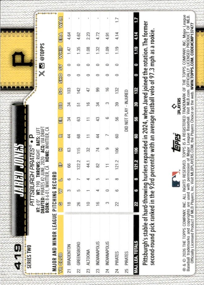 Jared Jones card back