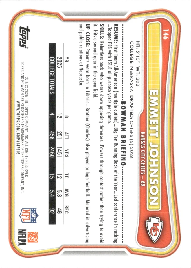 Emmett Johnson card back