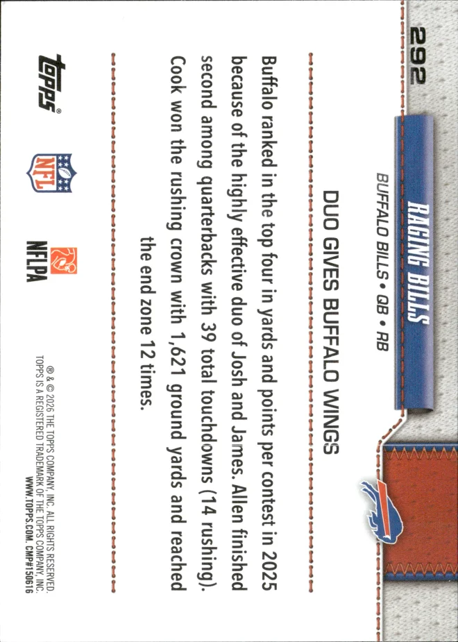 Josh Allen / James Cook card back