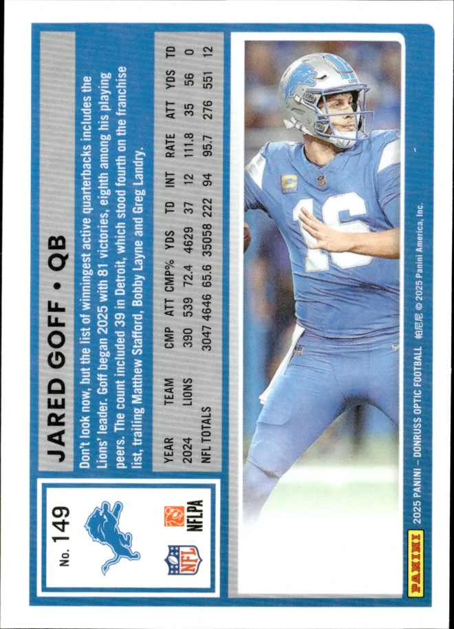 Jared Goff card back