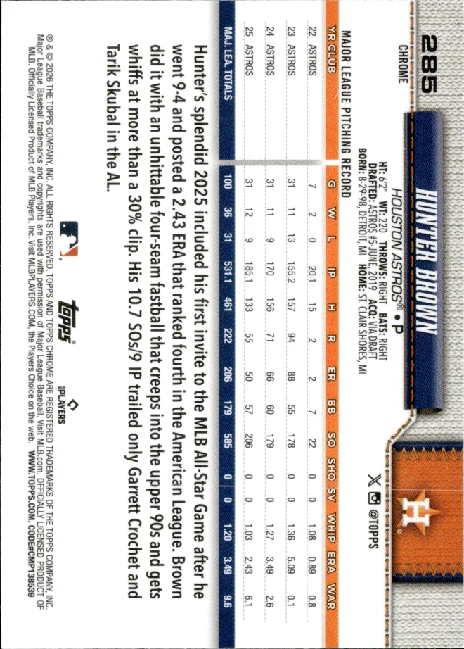 Hunter Brown card back