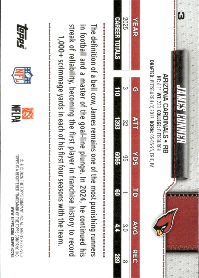 James Conner card back