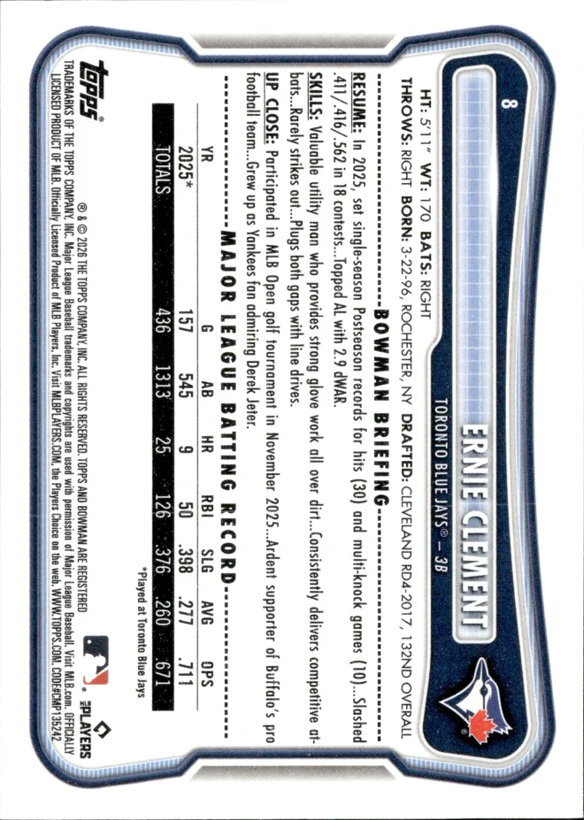 Ernie Clement card back