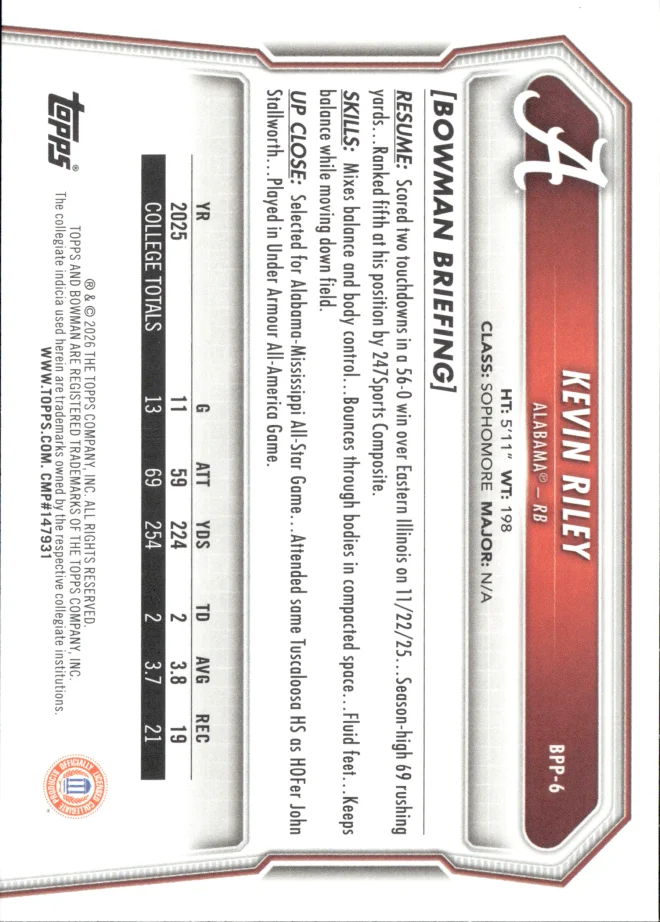 Kevin Riley card back