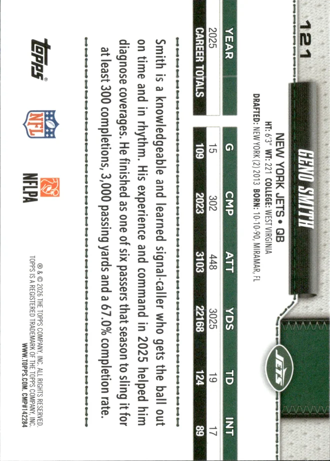 Geno Smith card back