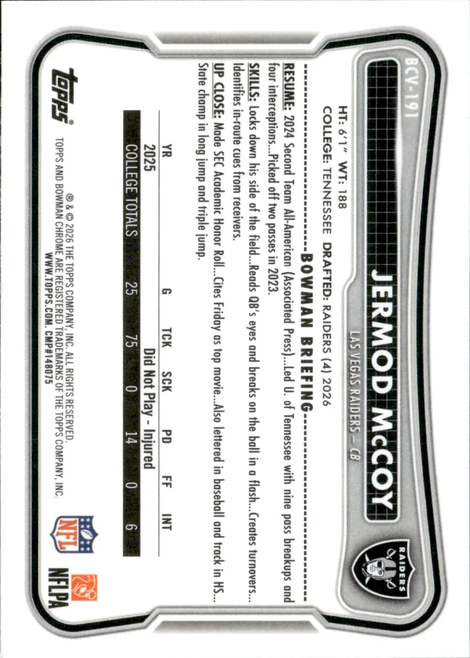 Jermod McCoy card back