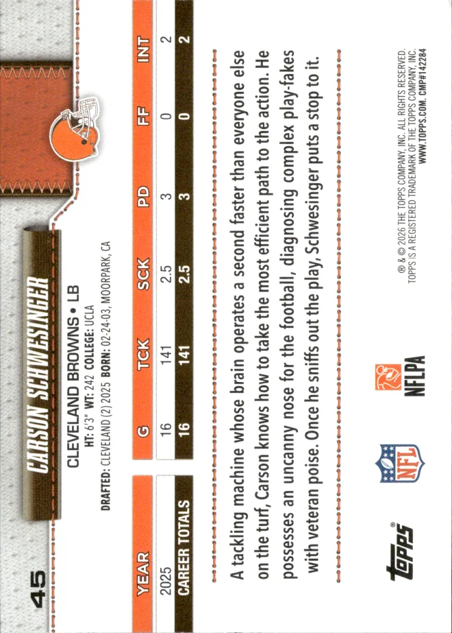 Carson Schwesinger card back