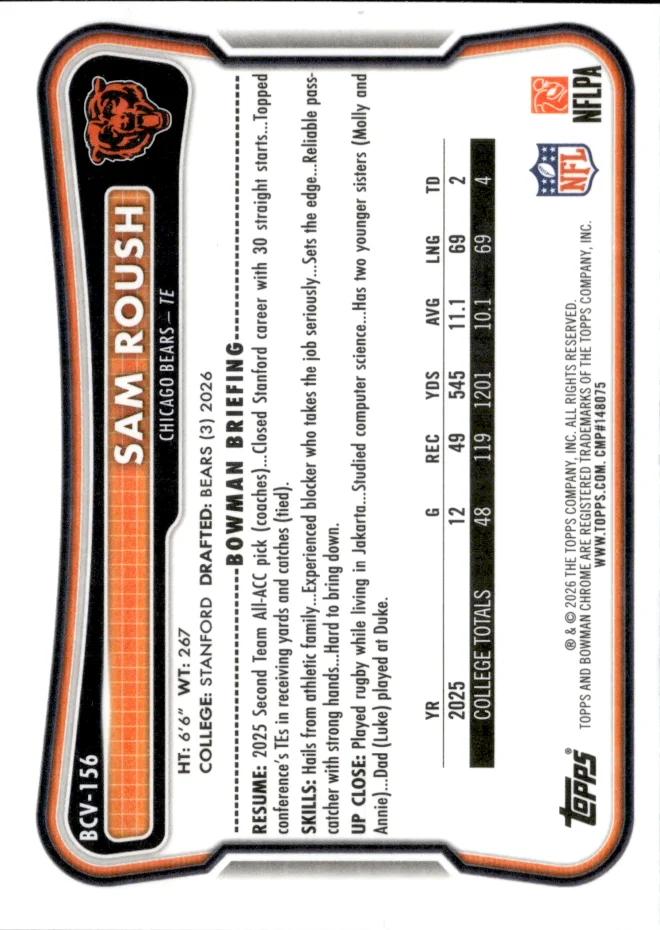 Sam Roush card back