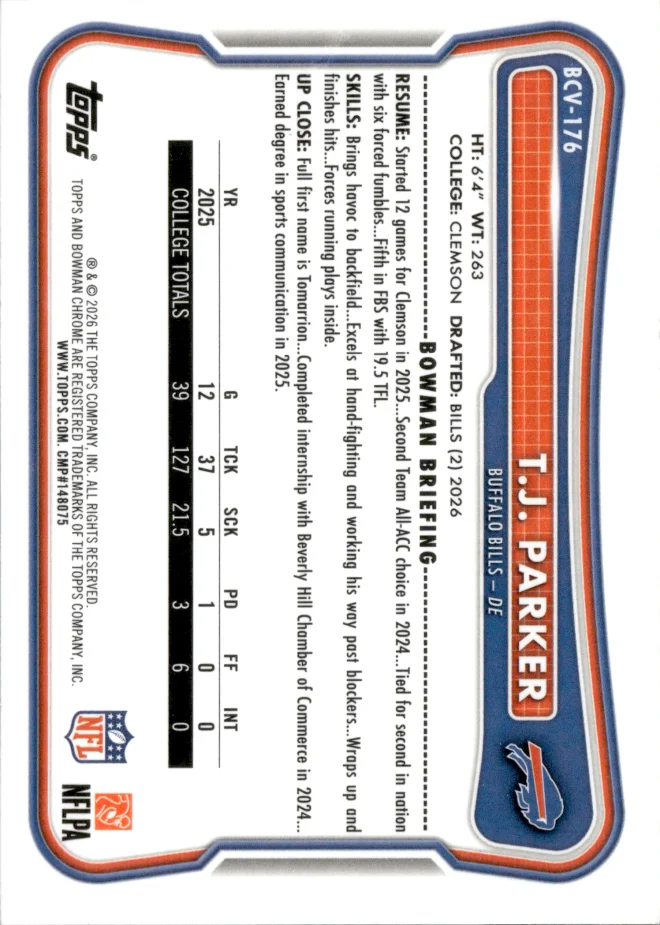 T.J. Parker card back