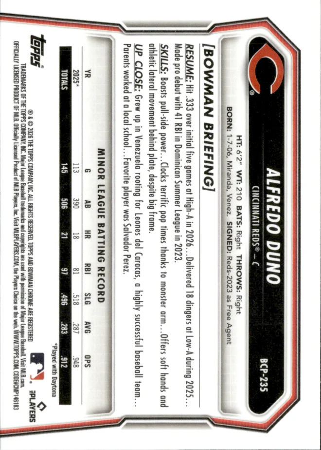 Alfredo Duno card back