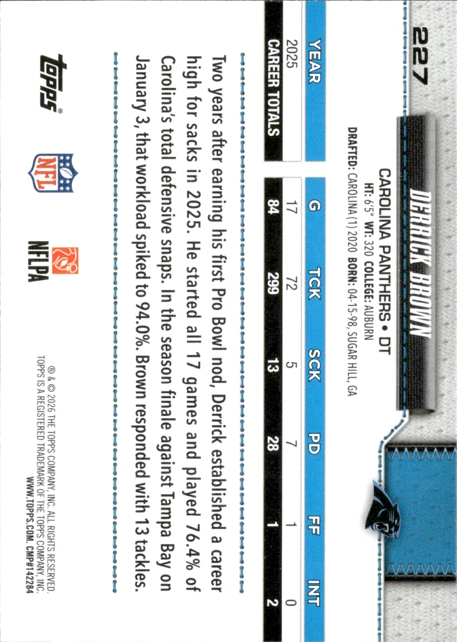 Derrick Brown card back