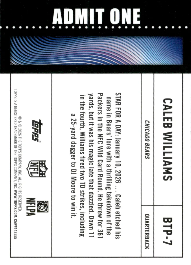 Caleb Williams card back