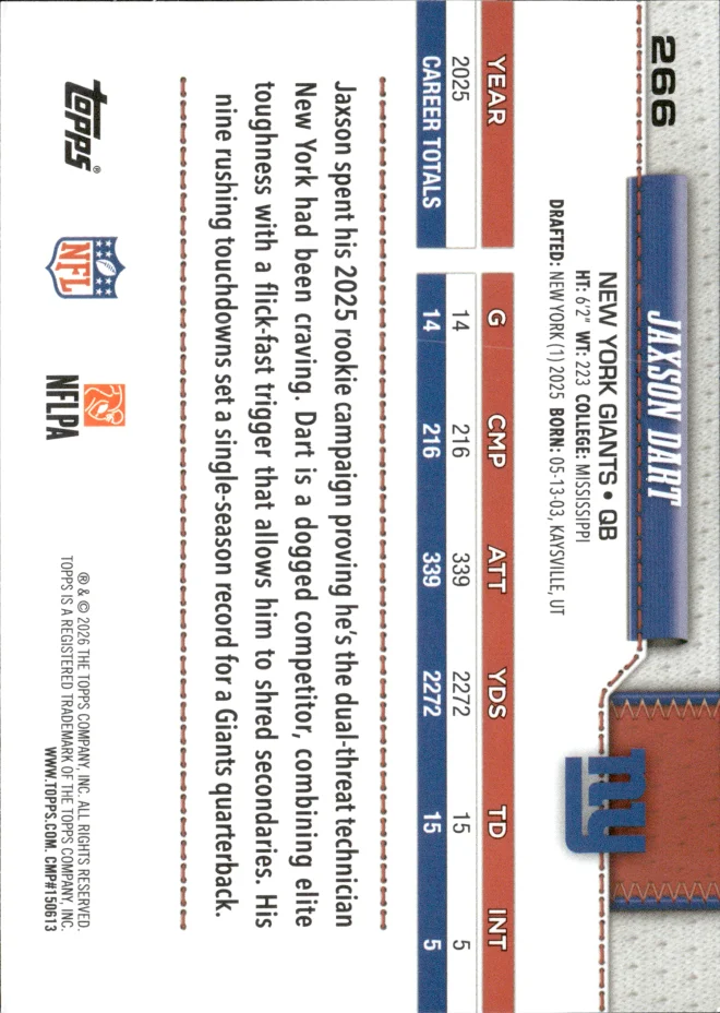 Jaxson Dart card back