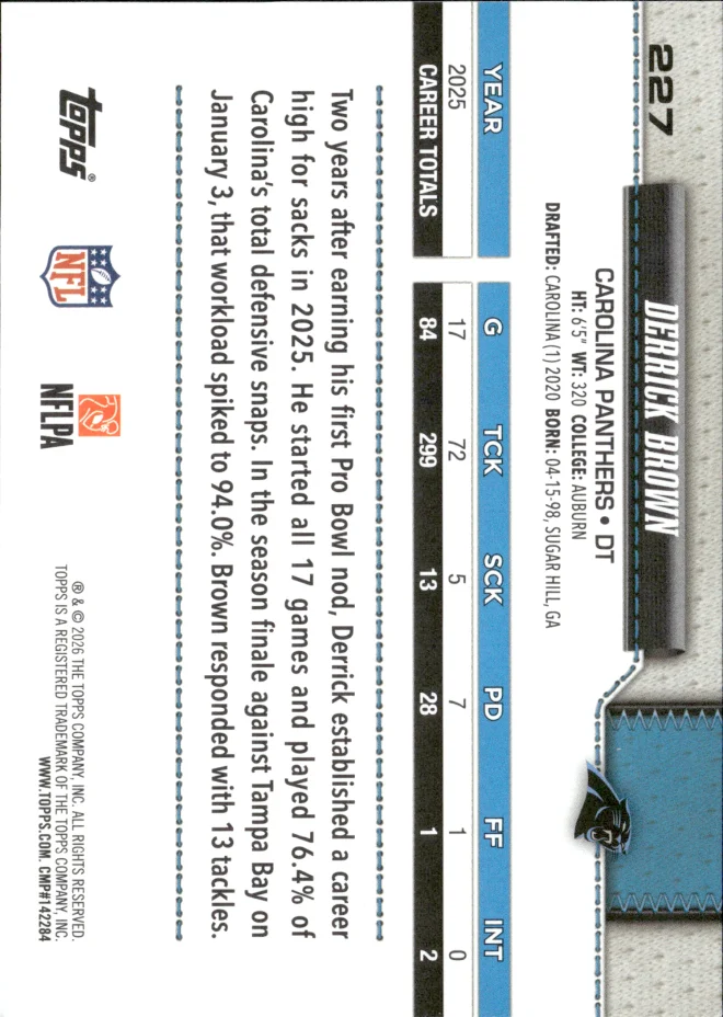 Derrick Brown card back