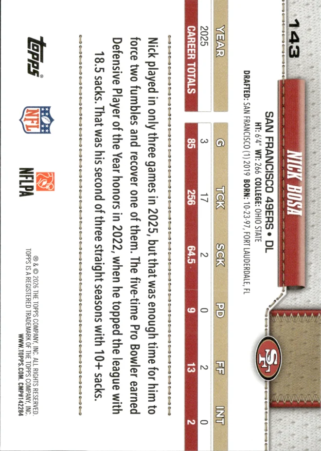 Nick Bosa card back
