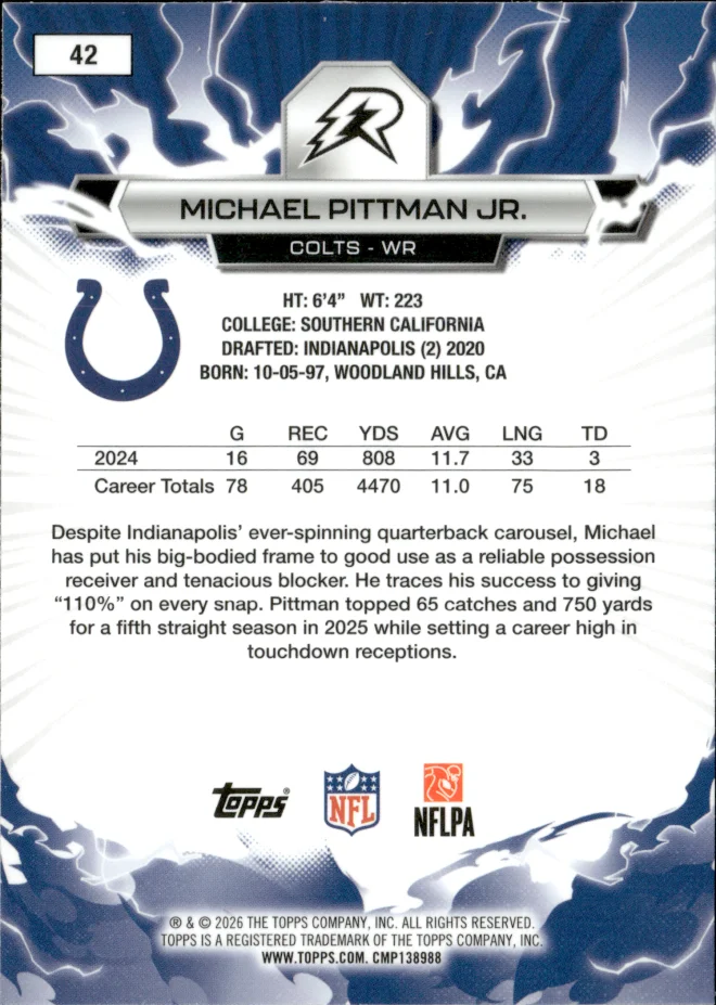 Michael Pittman Jr. card back