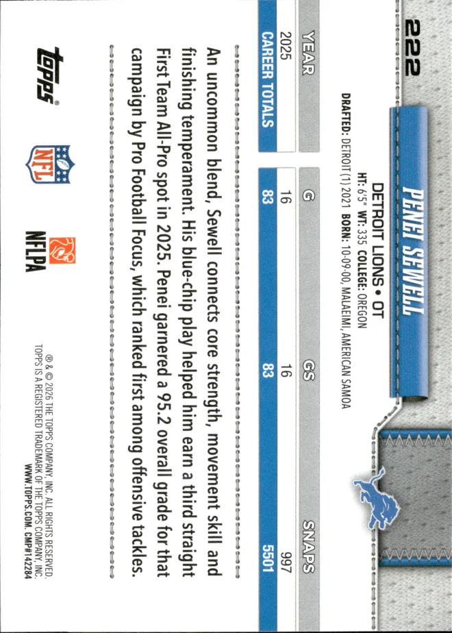 Penei Sewell card back
