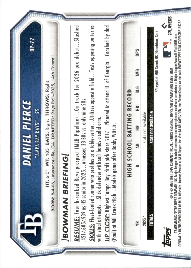 Daniel Pierce card back