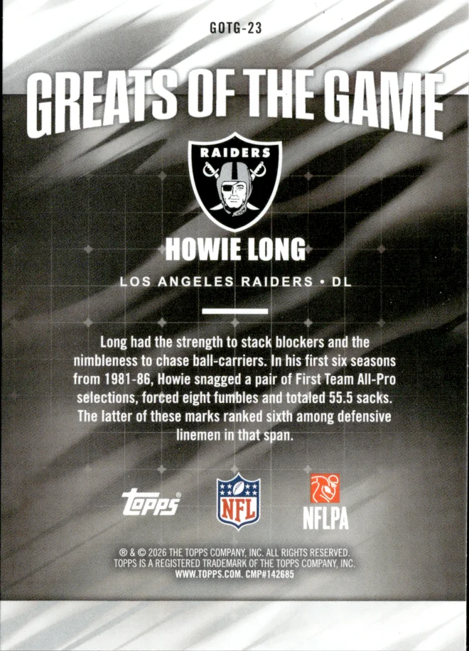 Howie Long card back