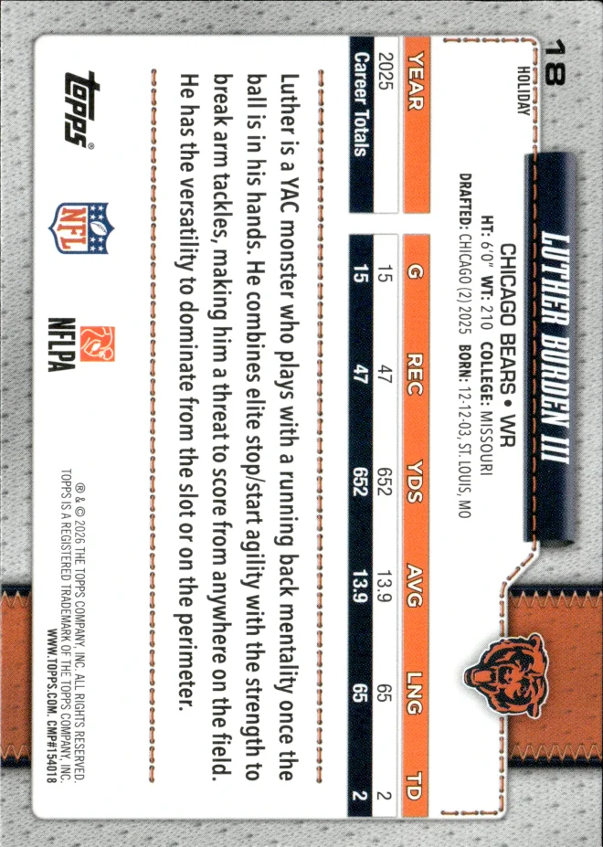 Luther Burden III card back