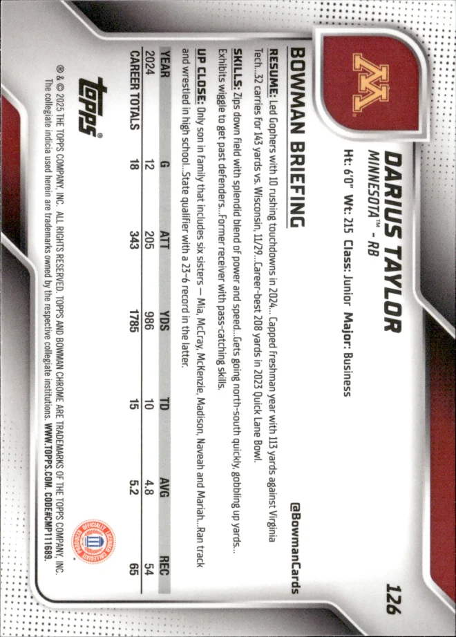 Darius Taylor card back