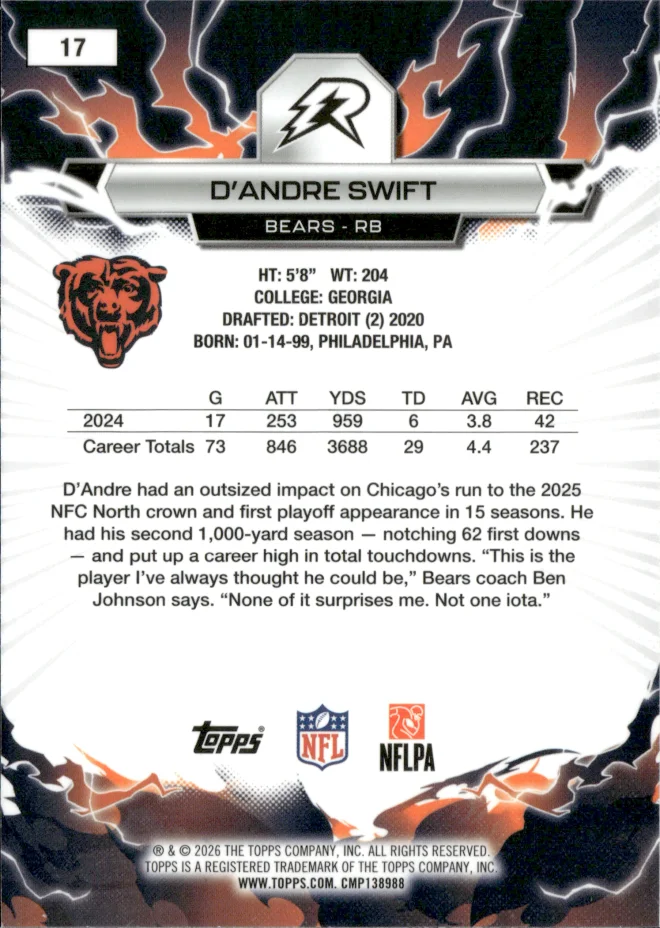 D'Andre Swift card back