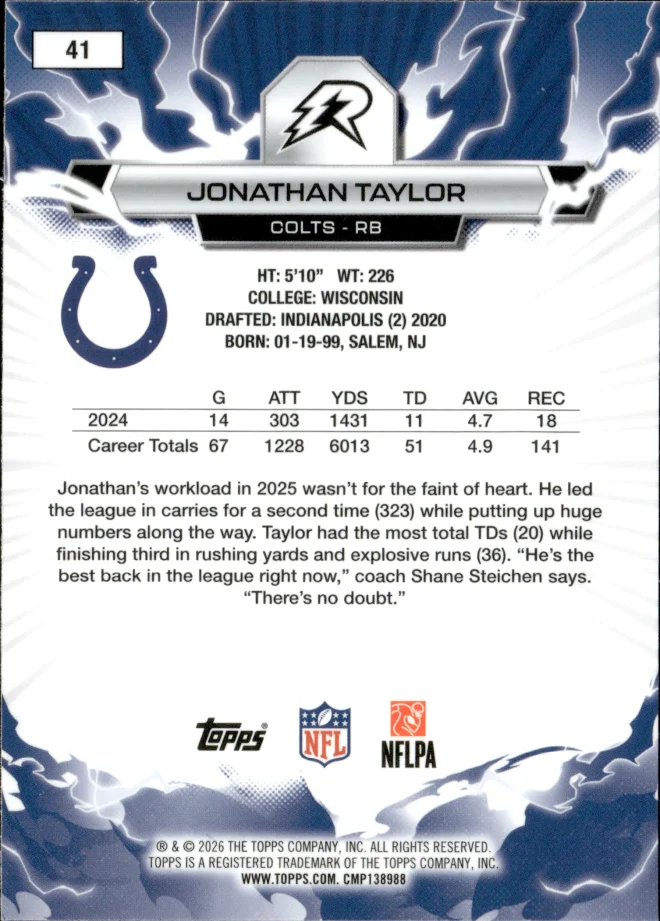 Jonathan Taylor card back