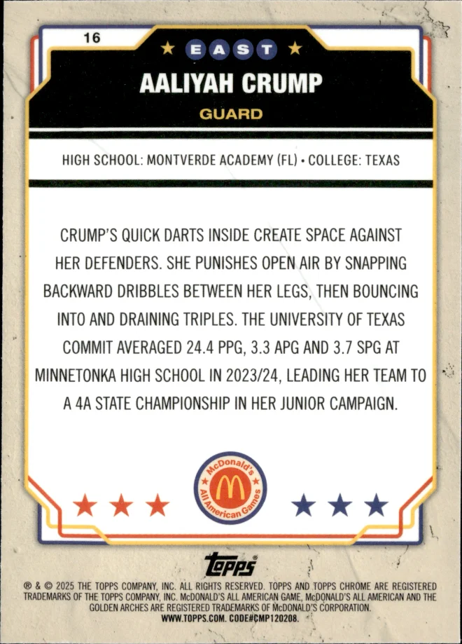 Aaliyah Crump card back