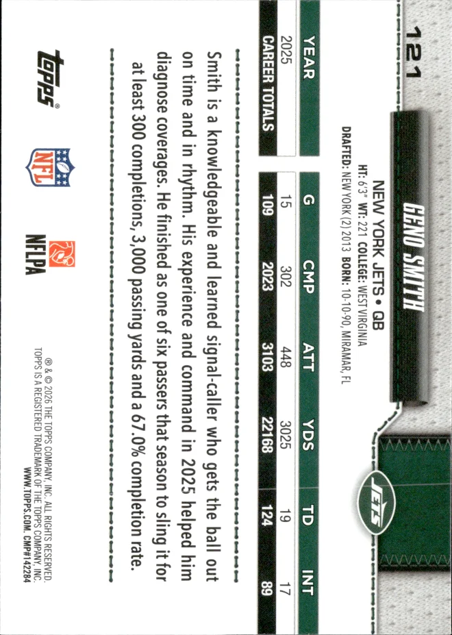 Geno Smith card back