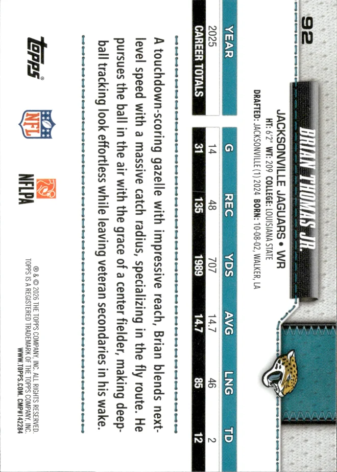 Brian Thomas Jr. card back