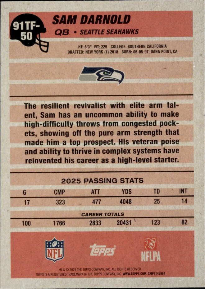Sam Darnold card back