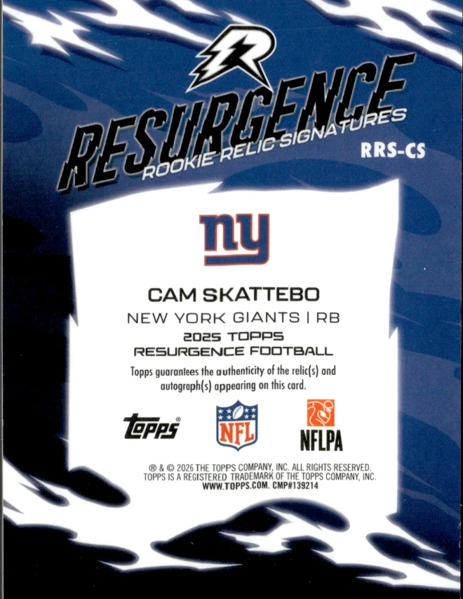 Cam Skattebo card back