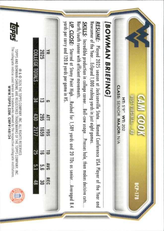 Cam Cook card back