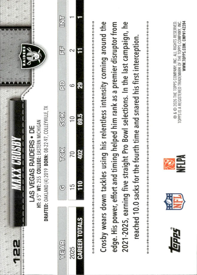 Maxx Crosby card back