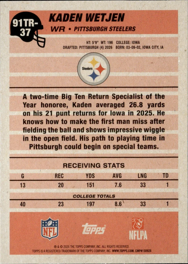 Kaden Wetjen card back