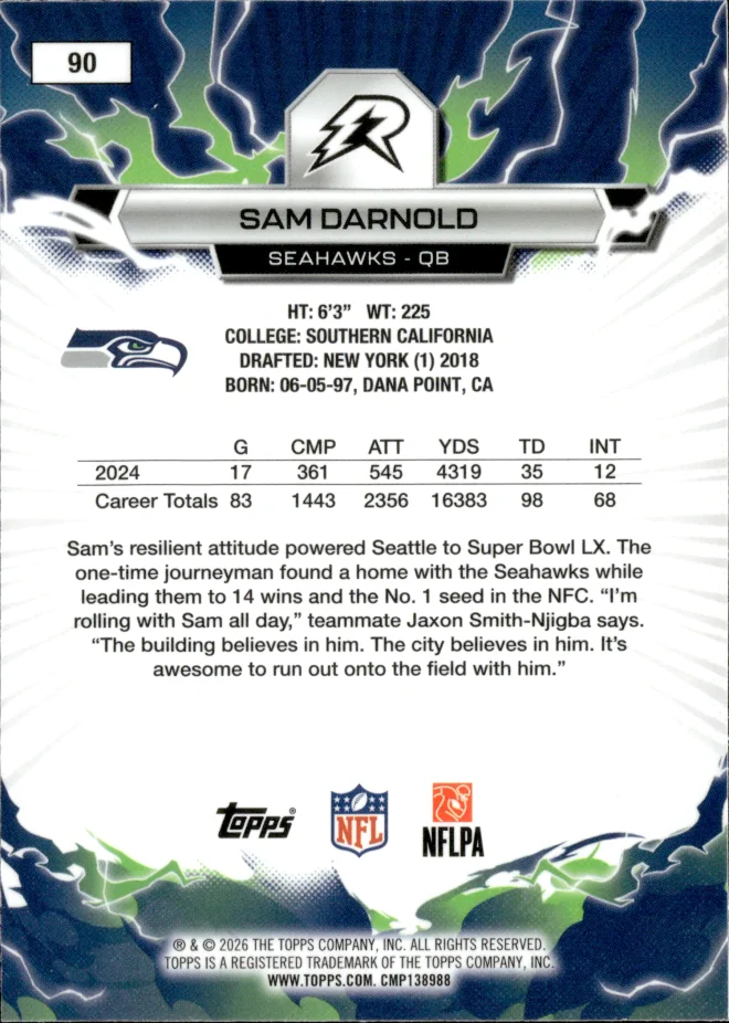 Sam Darnold card back