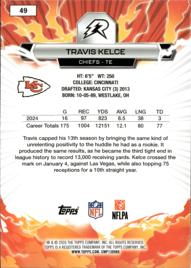 Travis Kelce card back